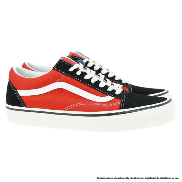 mens red and black vans